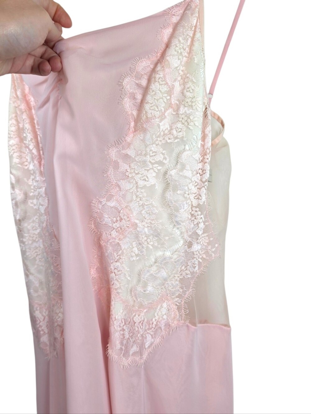 VTG Valerie Stevens Slip Dress Sz L Sheer Lace Nightgown Fairy Ethereal Feminine - Picture 5 of 10